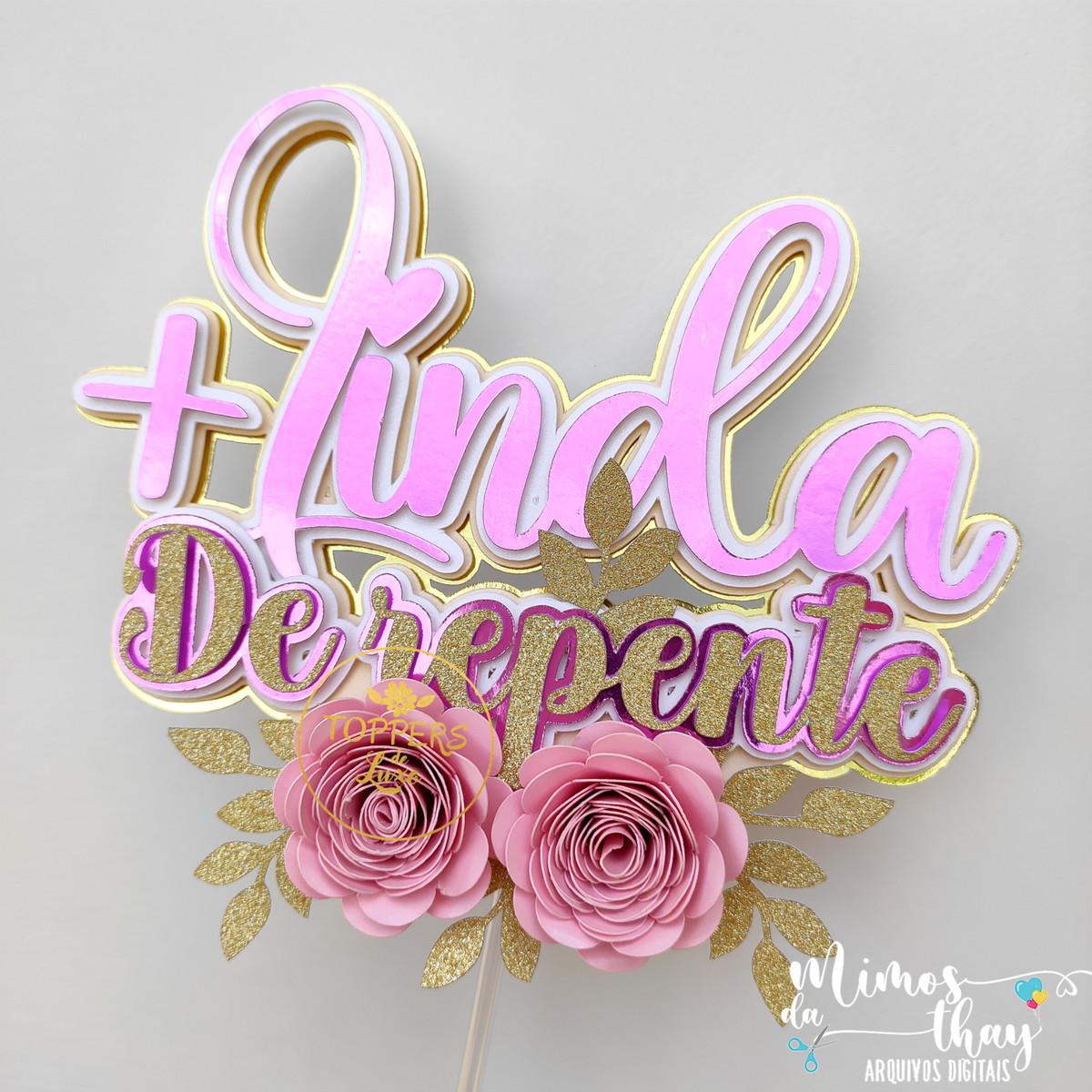 Arquivo de Corte: Topo de Bolo de Repente + Linda Flores 003