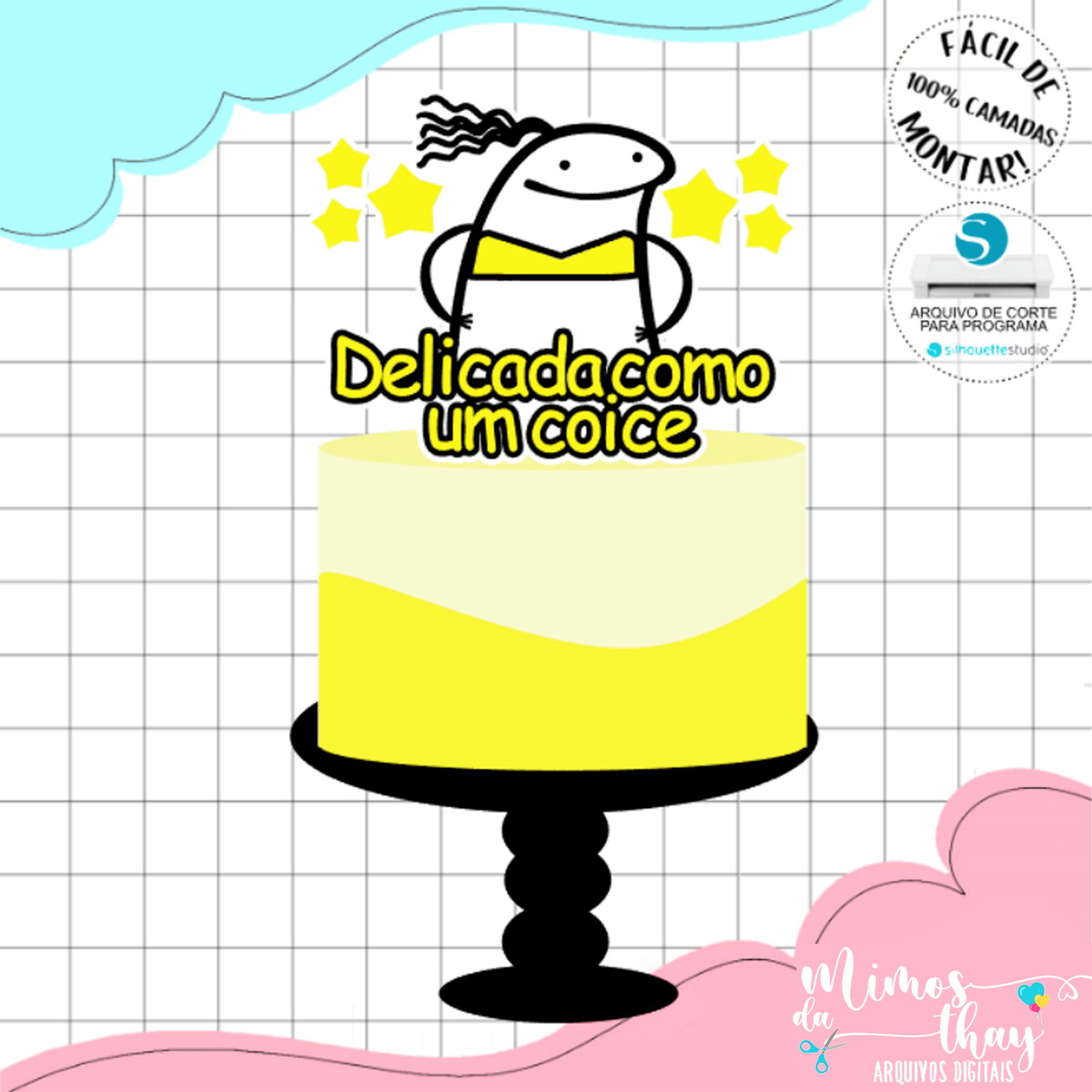 Arquivo de Corte Topo de Bolo Delicada Feito Mula Flork 056
