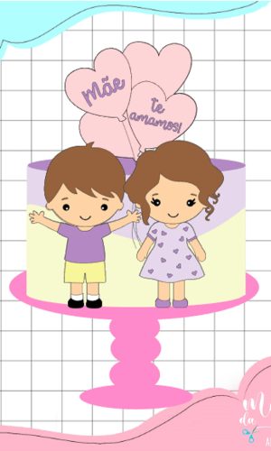 Arquivo de Corte: Topo de Bolo Dia das Mães Filhos 052