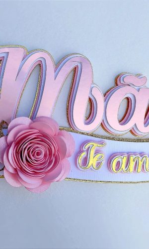 Arquivo de Corte: Topo de Bolo Dia das Mães + Flor 083
