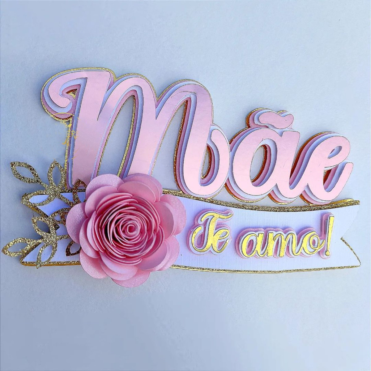 Arquivo de Corte: Topo de Bolo Dia das Mães + Flor 083