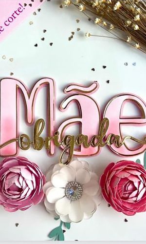 Arquivo de Corte: Topo de Bolo Dia das Mães + Flor 3d 080