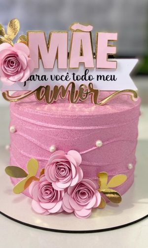 Arquivo de Corte: Topo de Bolo Dia das Mães + Flor 3d 114