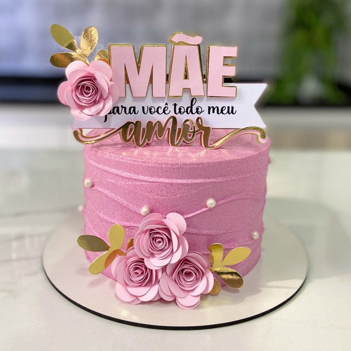 Arquivo de Corte: Topo de Bolo Dia das Mães + Flor 3d 114