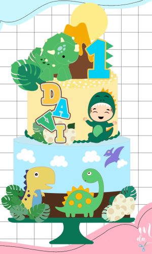 Arquivo de Corte: Topo de Bolo Dinossauro Menino Baby 038