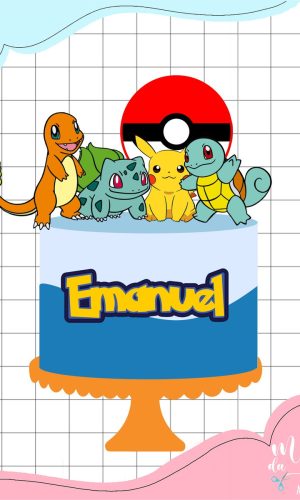 Arquivo de Corte: Topo de Bolo em Camadas Pokémom 007