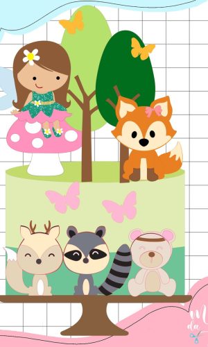 Arquivo de Corte: Topo de Bolo Fadas e Animais 012