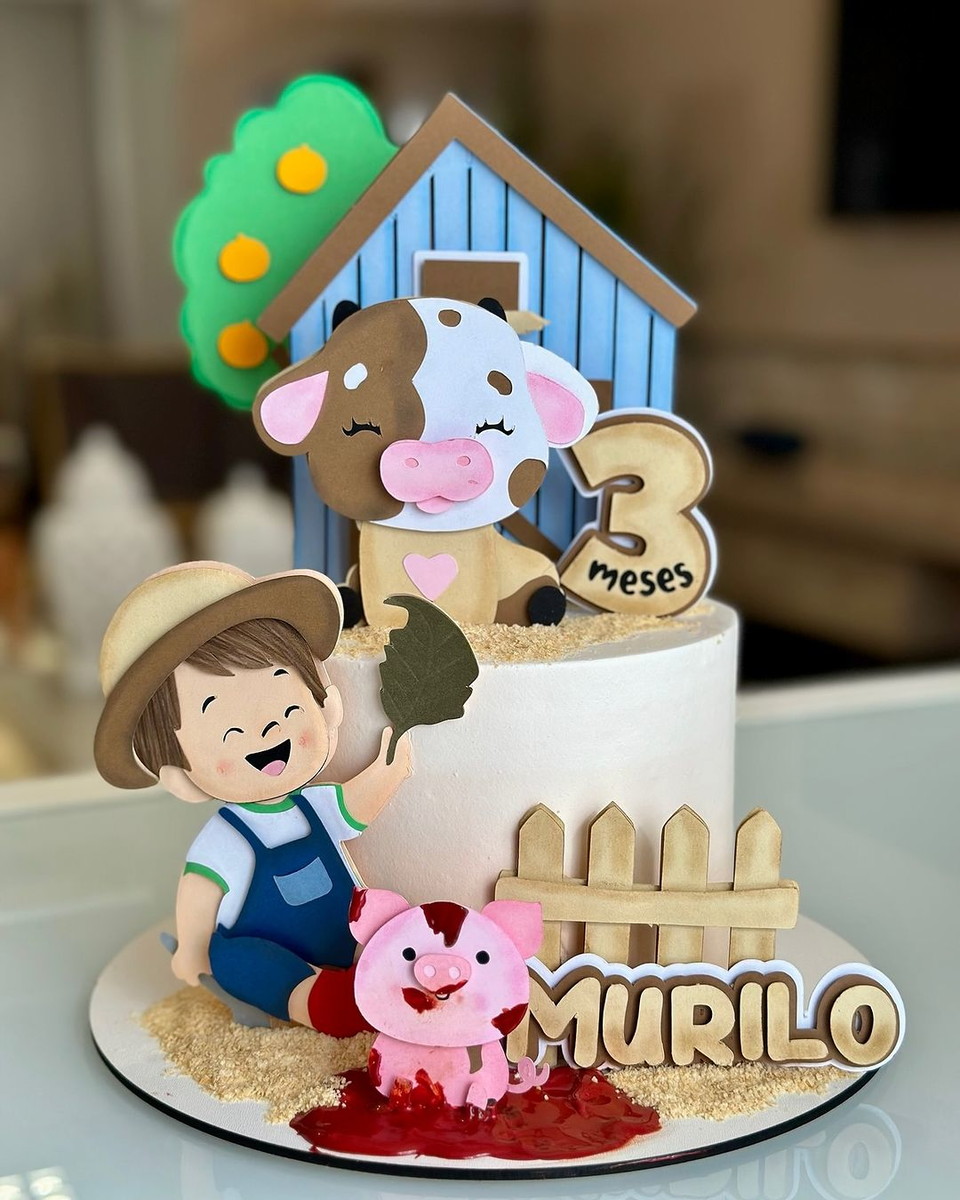 Arquivo de Corte: Topo de Bolo Fazendinha Menino Cute 035