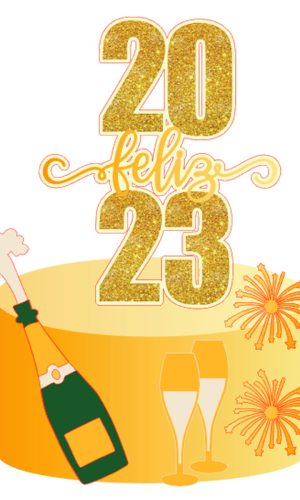 Arquivo de Corte: Topo de Bolo Feliz Ano Novo 2023 043