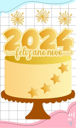 Arquivo de Corte: Topo de Bolo Feliz Ano Novo 2024 049