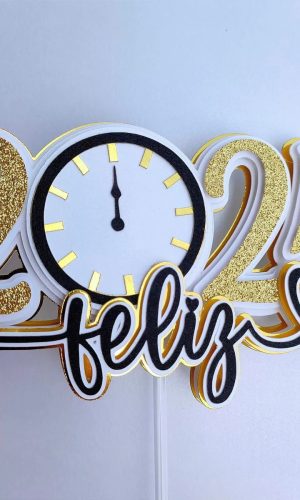 Arquivo de Corte: Topo de Bolo Feliz Ano Novo 2024 051