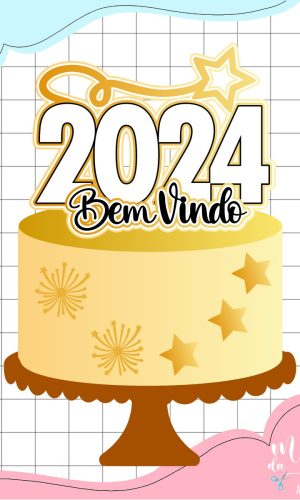 Arquivo de Corte: Topo de Bolo Feliz Ano Novo 2024 060