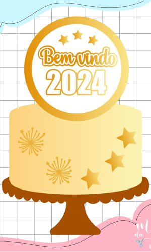 Arquivo de Corte: Topo de Bolo Feliz Ano Novo 2024 061