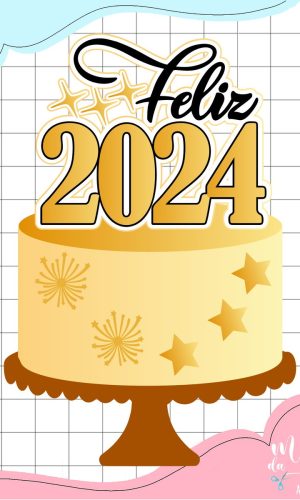 Arquivo de Corte: Topo de Bolo Feliz Ano Novo 2024 062