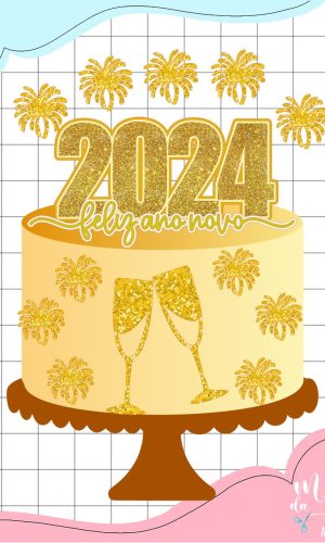 Arquivo de Corte: Topo de Bolo Feliz Ano Novo 2024 064