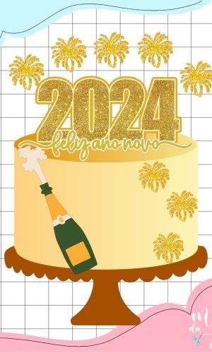 Arquivo de Corte: Topo de Bolo Feliz Ano Novo 2024 065