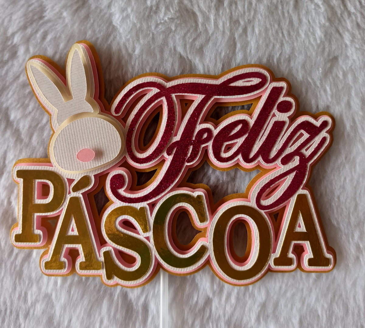 Arquivo de Corte: Topo de Bolo Feliz Páscoa Camadas 129