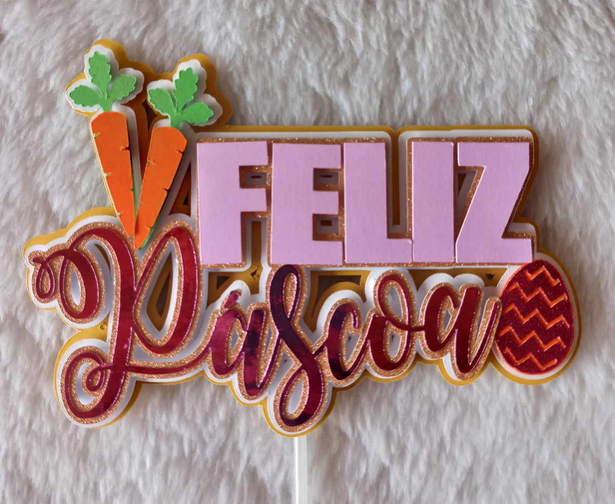 Arquivo de Corte: Topo de Bolo Feliz Páscoa Camadas 130