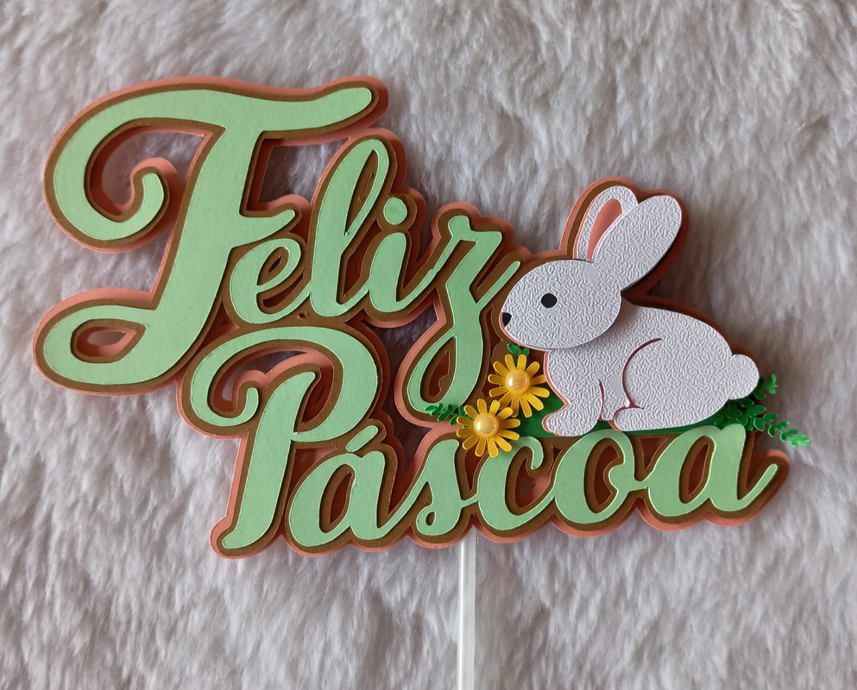 Arquivo de Corte: Topo de Bolo Feliz Páscoa Camadas 132