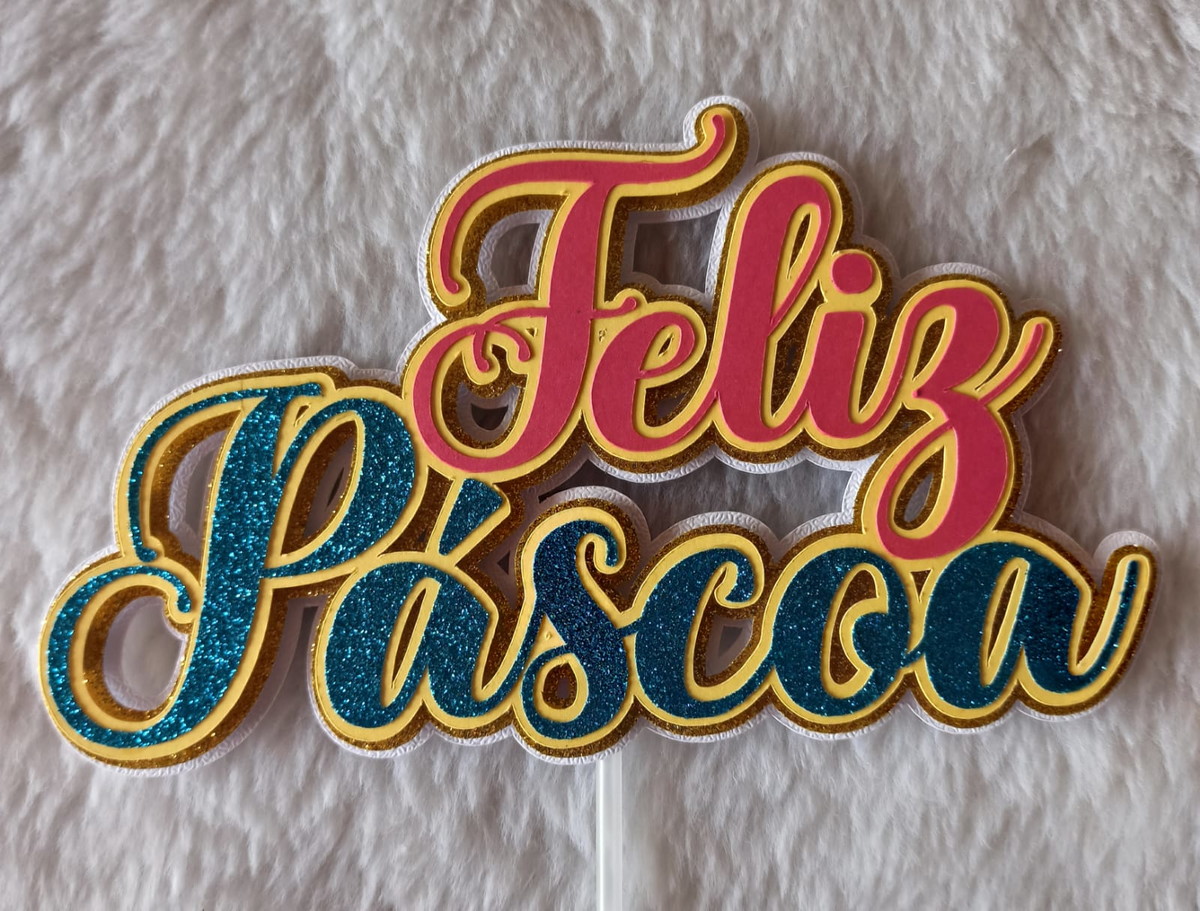 Arquivo de Corte: Topo de Bolo Feliz Páscoa Camadas 134