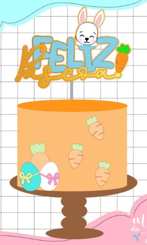 Arquivo de Corte: Topo de Bolo Feliz Páscoa Coelhinho 146