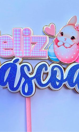 Arquivo de Corte: Topo de Bolo Feliz Páscoa Coelhinho 173