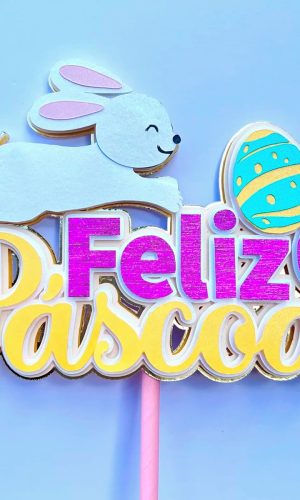 Arquivo de Corte: Topo de Bolo Feliz Páscoa Coelhinho 174