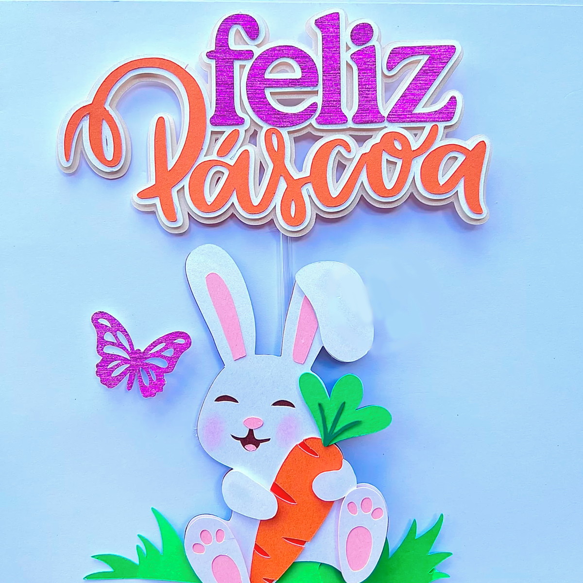 Arquivo de Corte: Topo de Bolo Feliz Páscoa Coelhinho 177