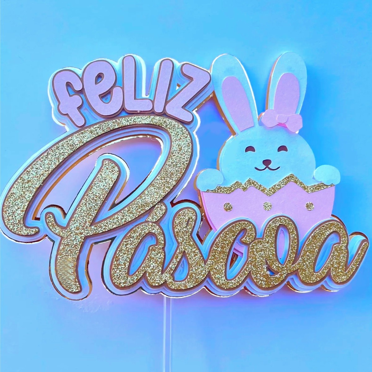 Arquivo de Corte: Topo de Bolo Feliz Páscoa Coelhinhos 248