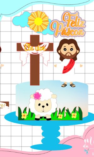 Arquivo de Corte: Topo de Bolo Feliz Páscoa Cristã 111