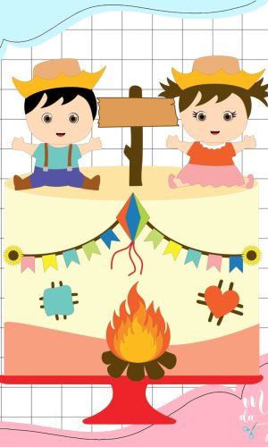 Arquivo de Corte: Topo de Bolo Festa Junina Bebês Arraiá 177
