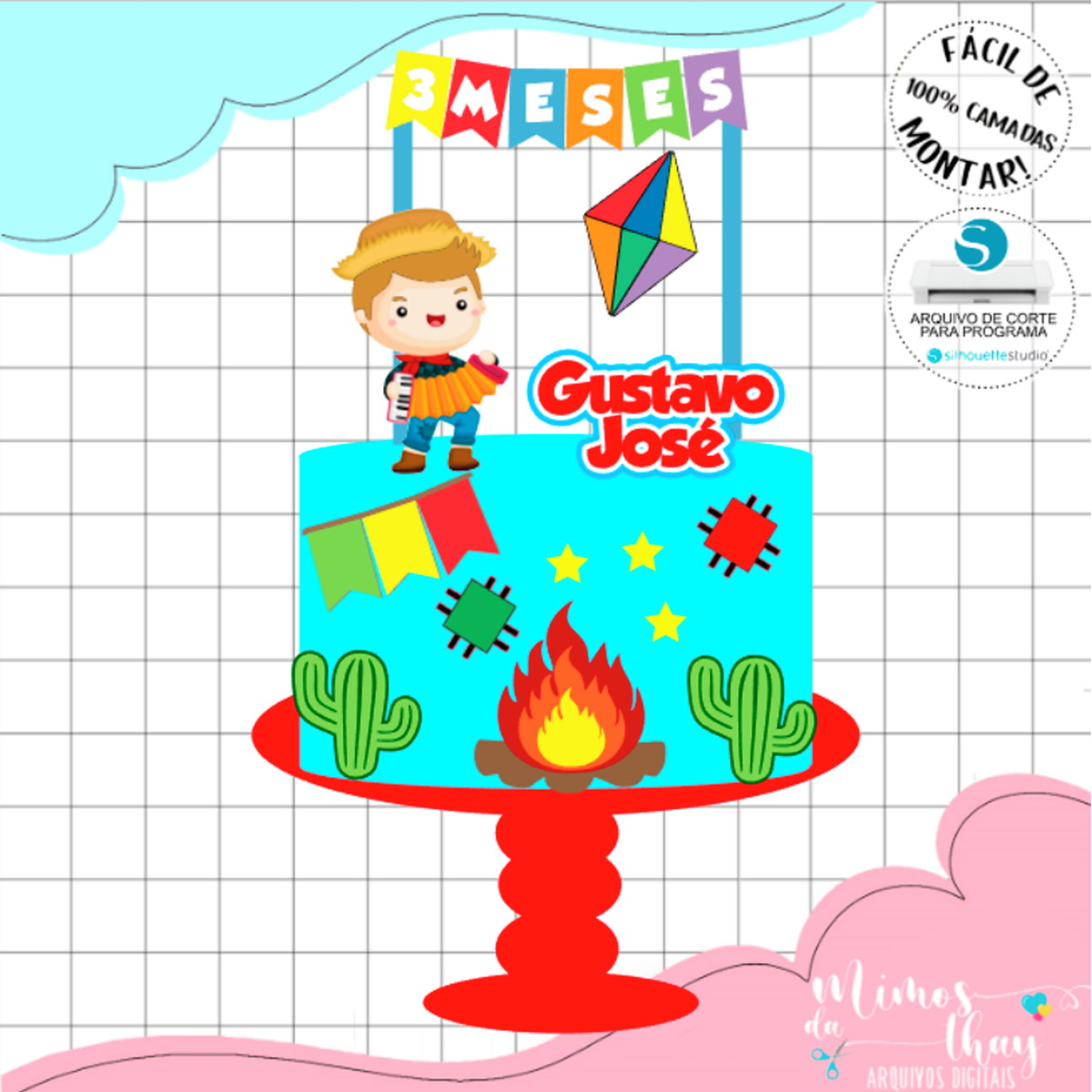Arquivo de Corte Topo de Bolo Festa Junina Menino Arraiá 071