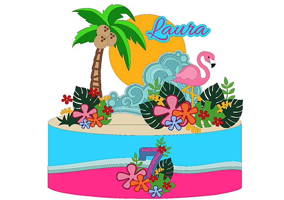 ARQUIVO DE CORTE: TOPO DE BOLO FLAMINGO 002