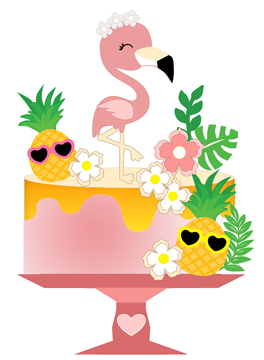 ARQUIVO DE CORTE: TOPO DE BOLO FLAMINGO 001