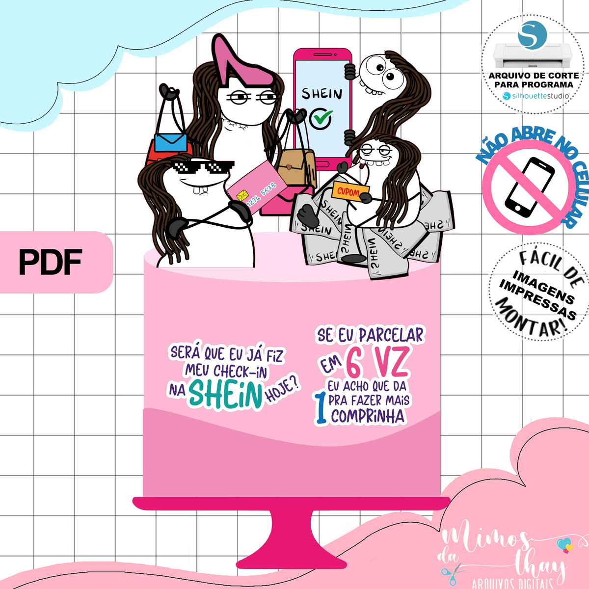Arquivo de Corte: Topo de Bolo Flork Rainha da Shein 003