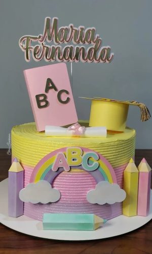 Arquivo de Corte: Topo de Bolo Formatura Abc Rosa 3d 015