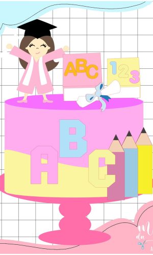 Arquivo de Corte: Topo de Bolo Formatura Abc Rosa 3d 020