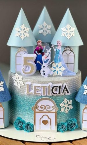 Arquivo de Corte: Topo de Bolo Frozen + Castelo 3d 017
