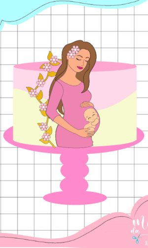 Arquivo de Corte: Topo de Bolo Grávida Dia das Mães 056