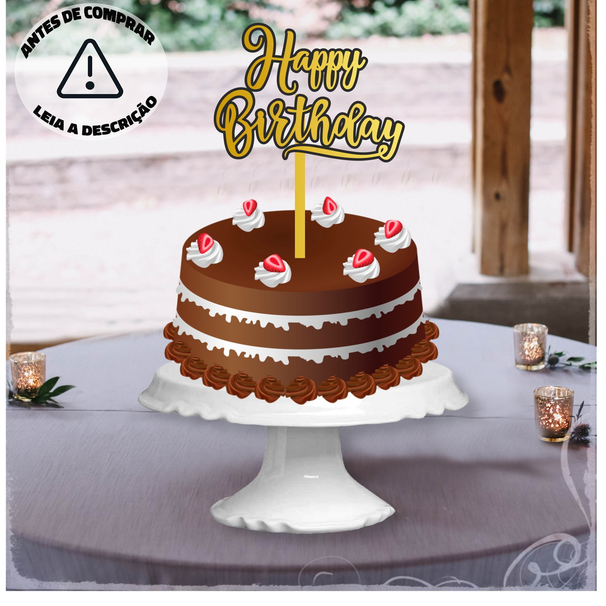 Arquivo de corte topo de bolo - Happy Birthday