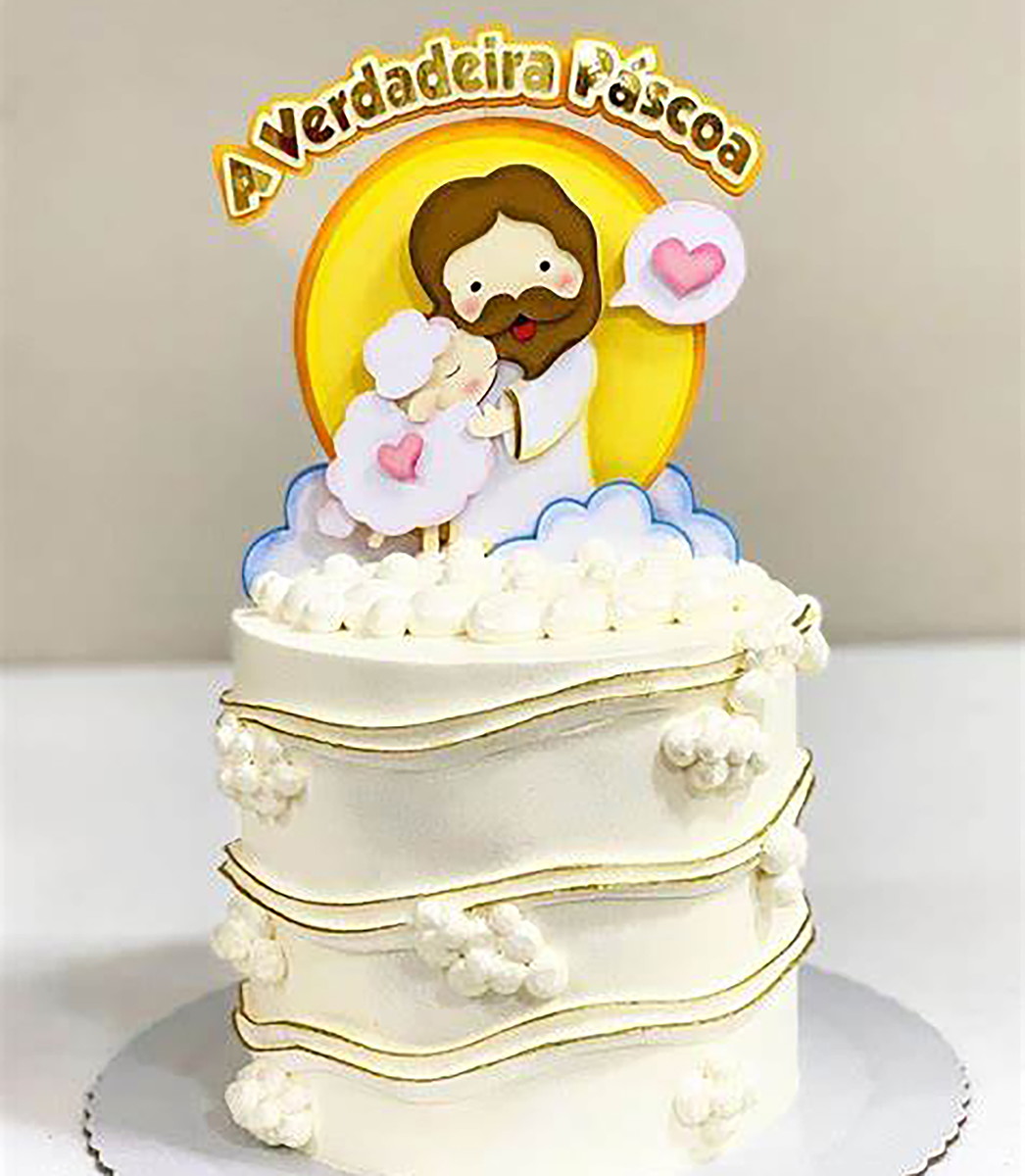 Arquivo de Corte: Topo de Bolo Jesus a Verdadeira Páscoa 210