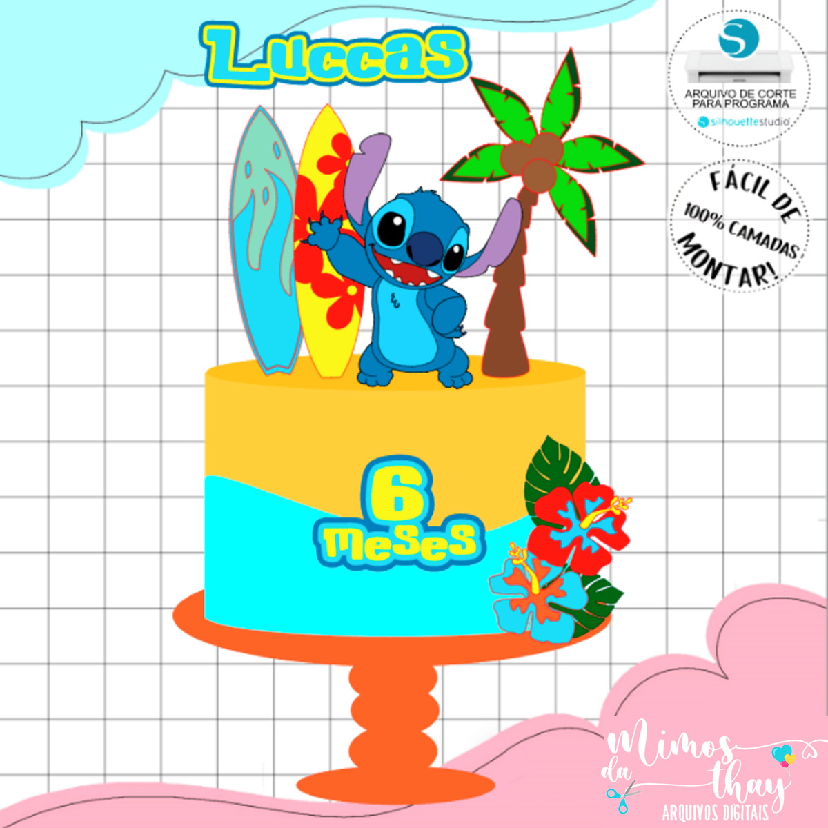 Arquivo de Corte: Topo de Bolo Lilo e Stitch 004