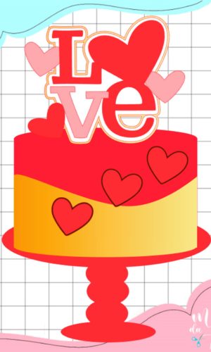 Arquivo de Corte: Topo de Bolo Love Dia dos Namorados 029