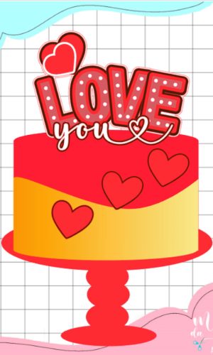 Arquivo de Corte: Topo de Bolo Love Dia dos Namorados 030