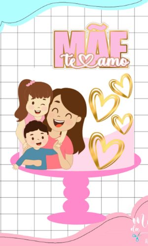 Arquivo de Corte: Topo de Bolo Mãe e Filhos Dia das Mães 043