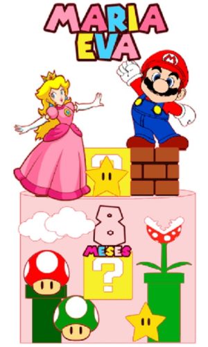 Arquivo de Corte Topo de Bolo Mário Bros Menina