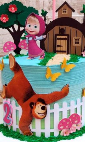 Arquivo de Corte Topo de Bolo Marsha e o Urso #15771