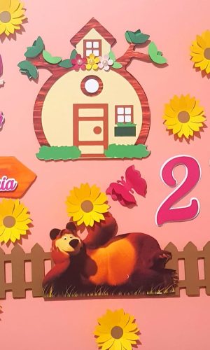 Arquivo de corte Topo de bolo Marsha e o Urso