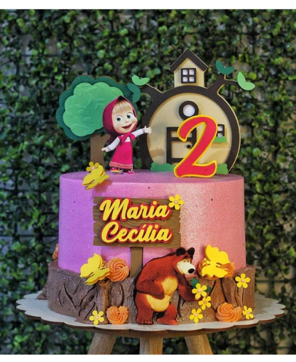 Arquivo de corte Topo de bolo Marsha e o Urso