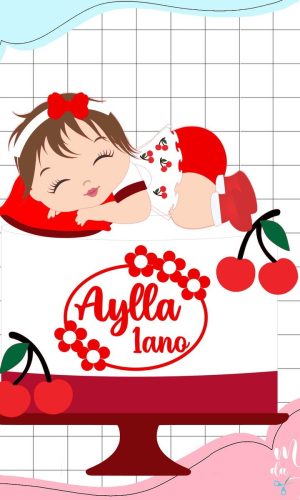 Arquivo de Corte Topo de Bolo Menina Baby Cerejinha 002